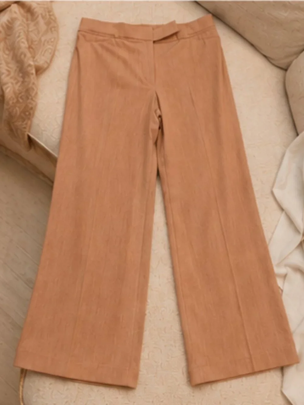 WHITE HOUSE BLACK MARKET Blush Wide Leg Pants Size 12 Quiet Luxury Career Chic - Picture 2 of 6